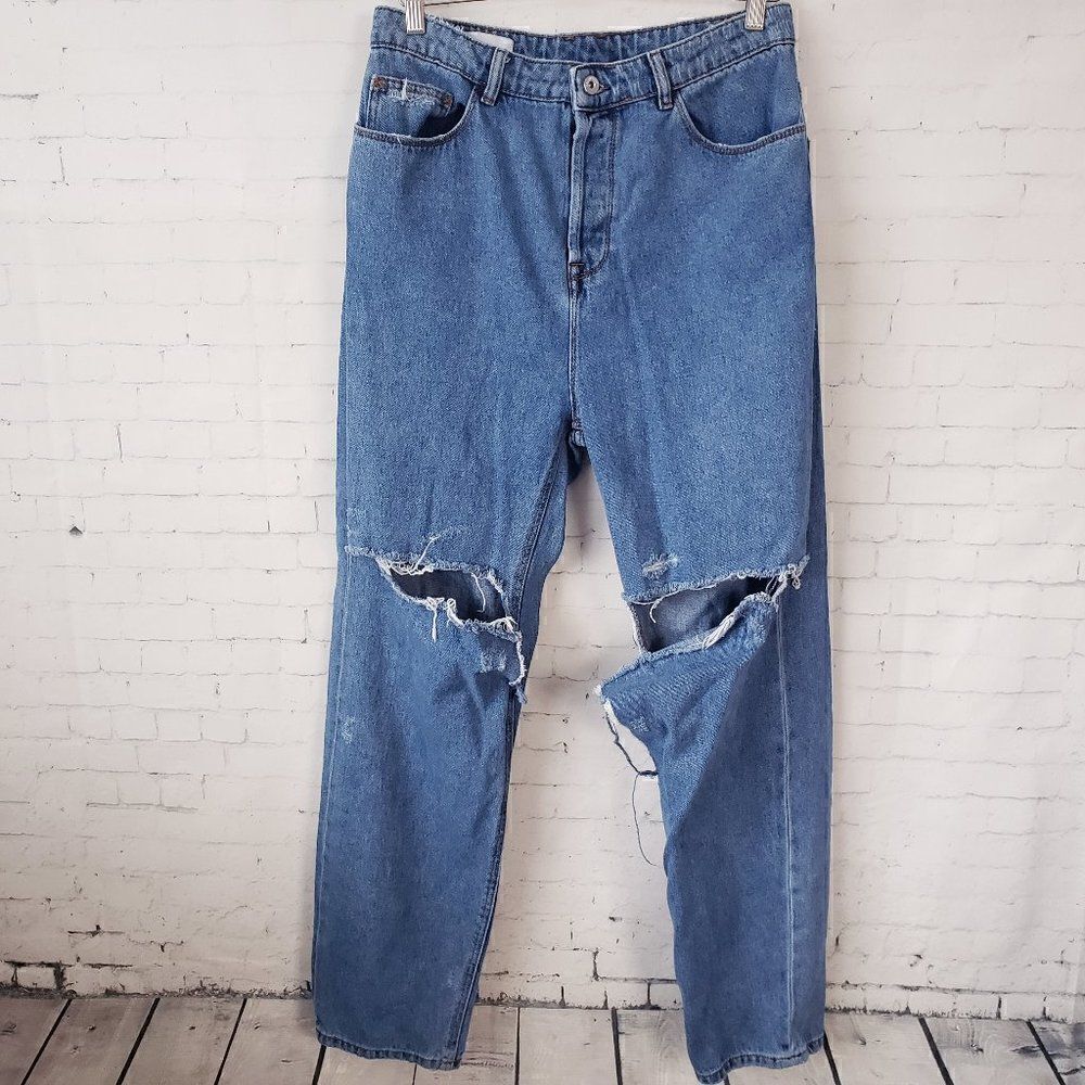 ASOS Collusion Made In Egypt Mens Jeans 005 Straight Size 32 x 34 Destroyed Knee